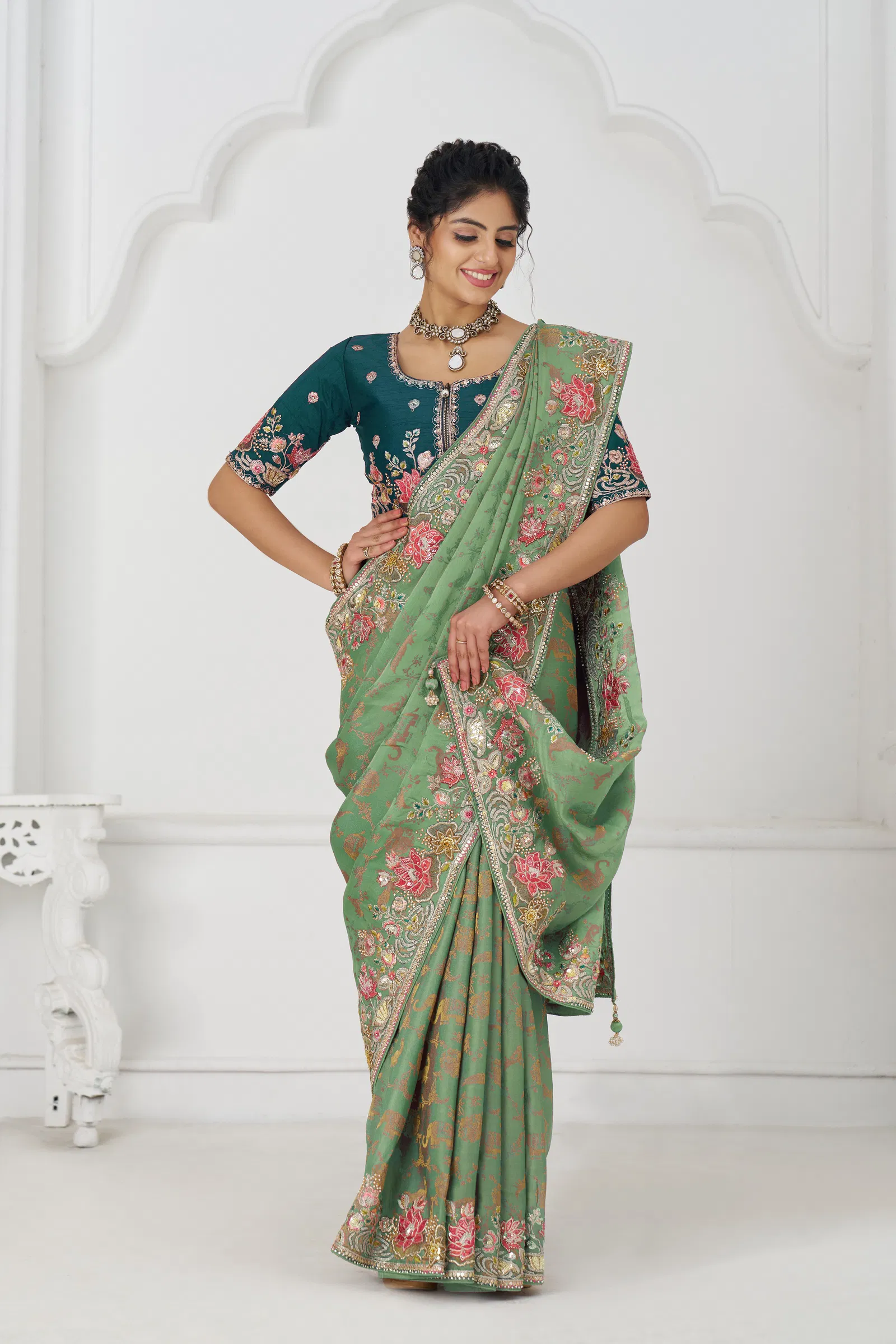 Kf  112 Green Pure Dola Viscouse Silk Saree Wholesale Clothing Suppliers In India
